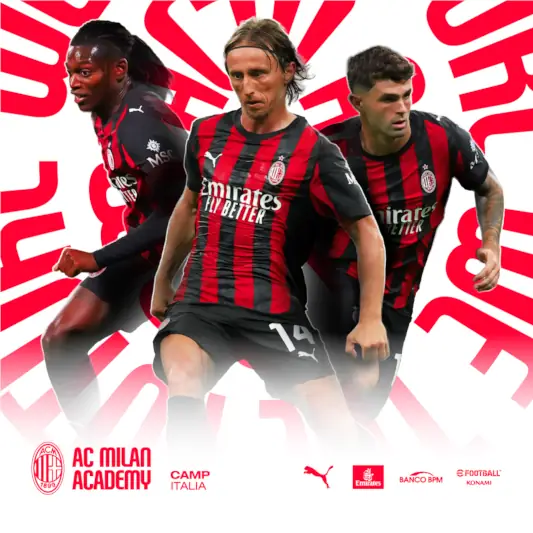 AC Milan Academy Junior Camp - I calciatori del Milan Christian Pulisic, Filippo Terracciano e Mike Maignan