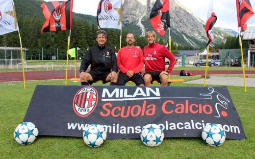 Eranio, Santochirico and Ambrosini at the AC Milan Academy Camp in Cortina d'Ampezzo