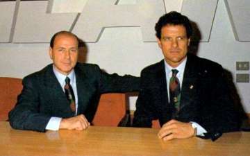 The president Silvio Berlusconi and the coach Fabio Capello in the AC Milan headquarters