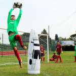 High catch of the goalkeeper at the AC Milan Academy Junior Camp