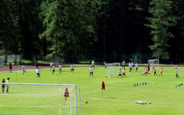 Soccer Field in Cortina d'Ampezzo under the ski jumping hill