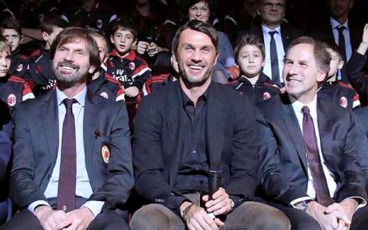 Filippo Galli, Maldini and Baresi, during an event for young players organized by AC Milan