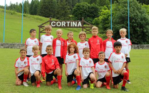 Group of children of the AC Milan Junior Camp in Cortina d'Ampezzo