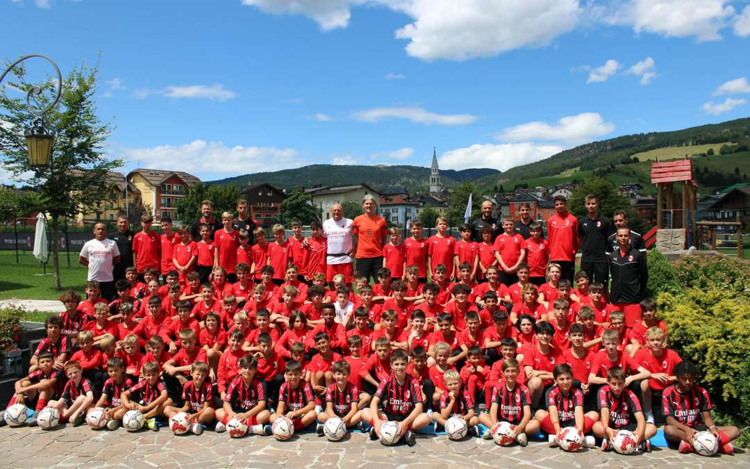 Boys and girls of the AC Milan Soccer Camp in Asiago Plateau