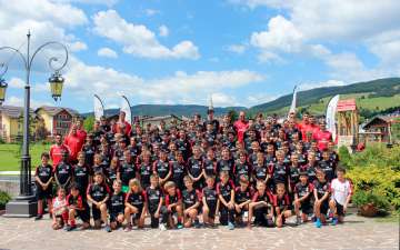 Group of youth of the AC Milan Academy Camp at the Hotel Gaarten in Gallio on the Asiago plateau