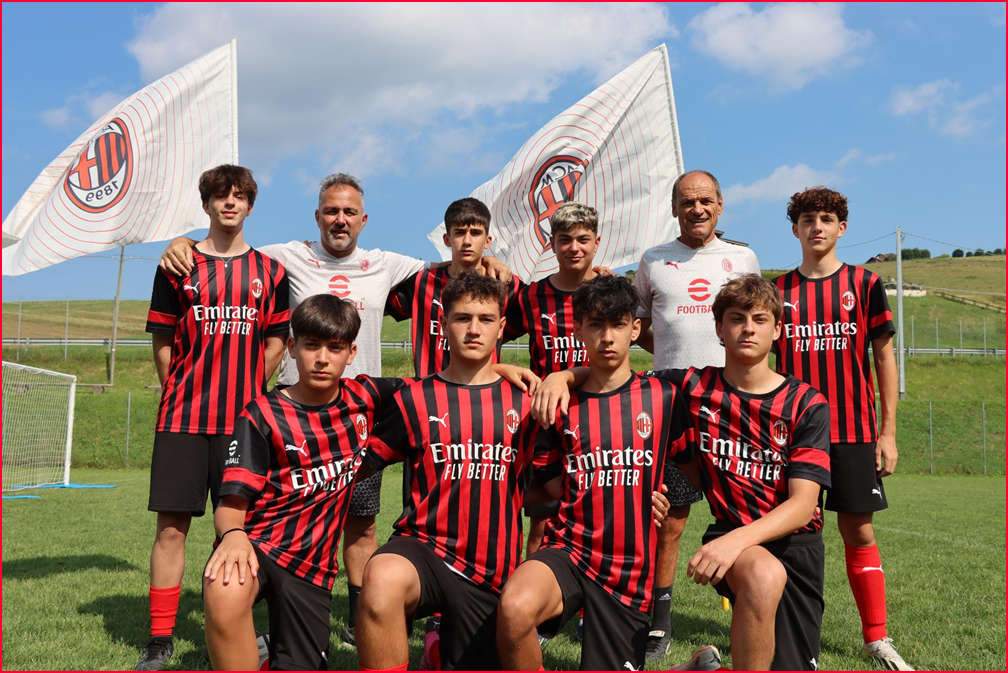 Football tehnical staff with the boys at the AC Milan Academy Junior Camp